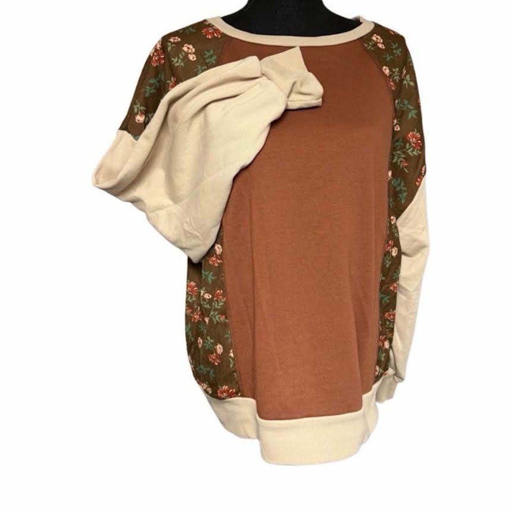 Bohemela Autumn Floral Patchwork Oversized Top